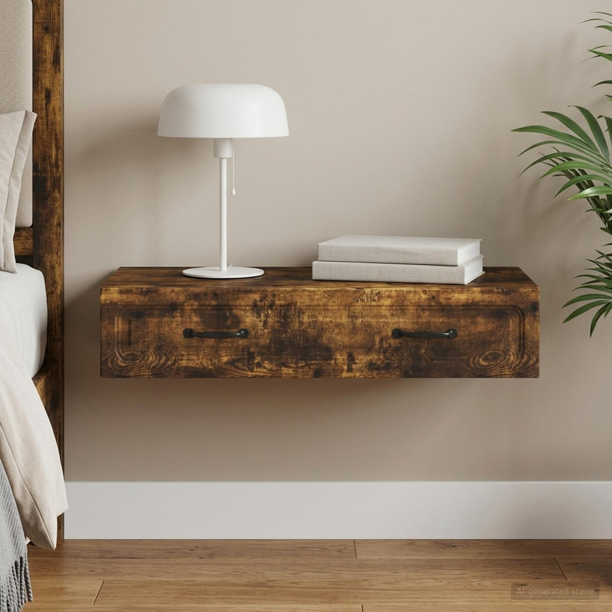 Tavolino da Parete Laterale Rovere Fumo 87,5 x 34,5 x 17 cm - homemem39