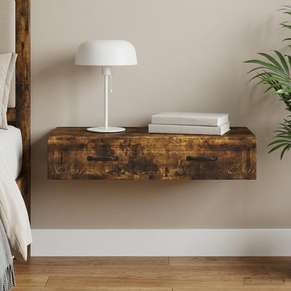 Tavolino da Parete Laterale Rovere Fumo 87,5 x 34,5 x 17 cm - homemem39