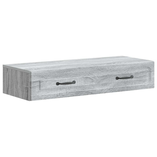 Tavolino da Parete Laterale Grigio Sonoma 87,5 x 34,5 x 17 cm