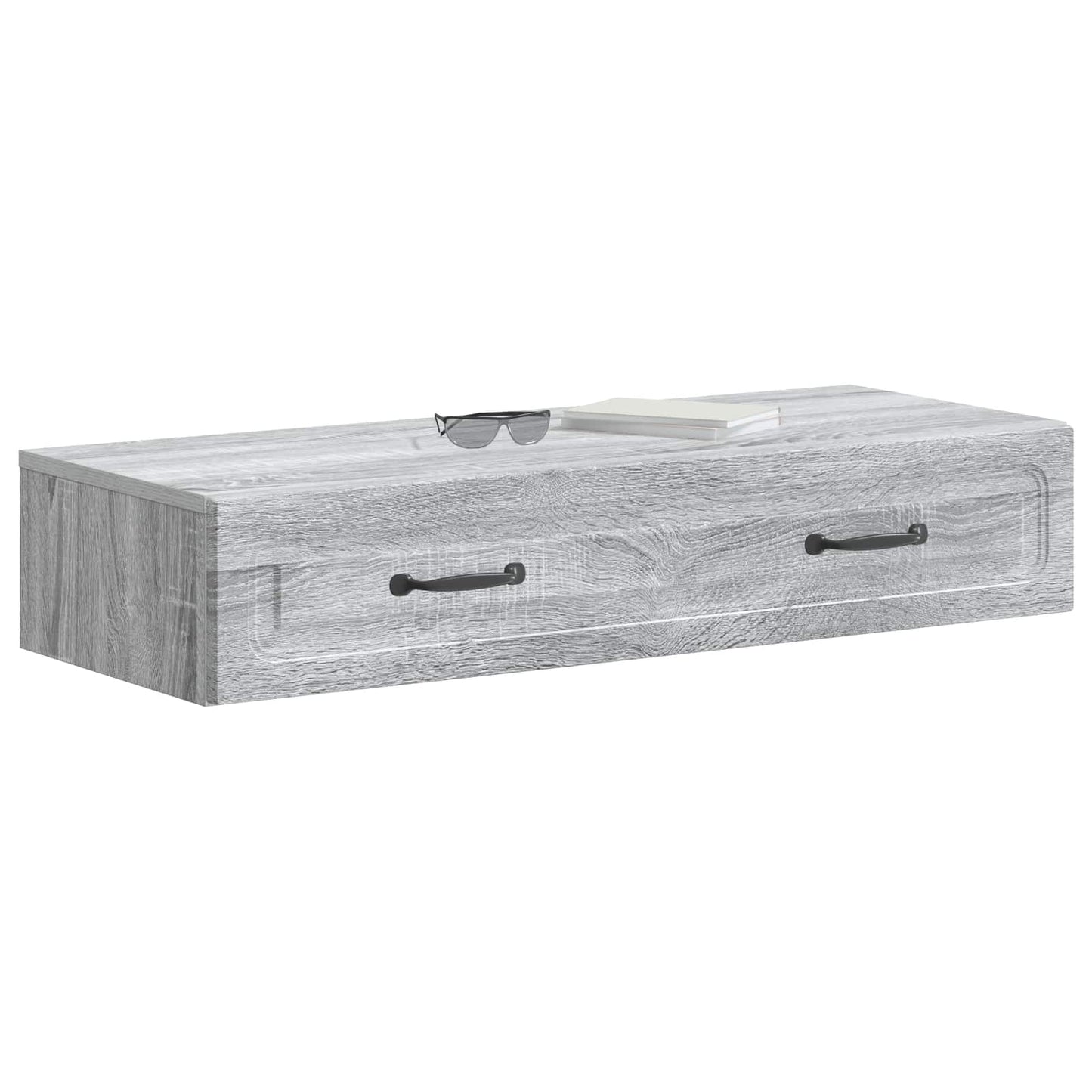 Tavolino da Parete Laterale Grigio Sonoma 87,5 x 34,5 x 17 cm