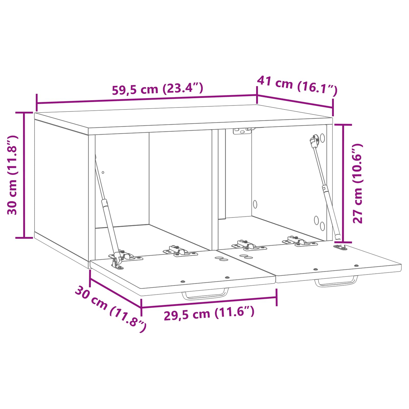 Mobile Porta TV da Muro Legno antico 59,5 x 41 x 30 cm | homemem39