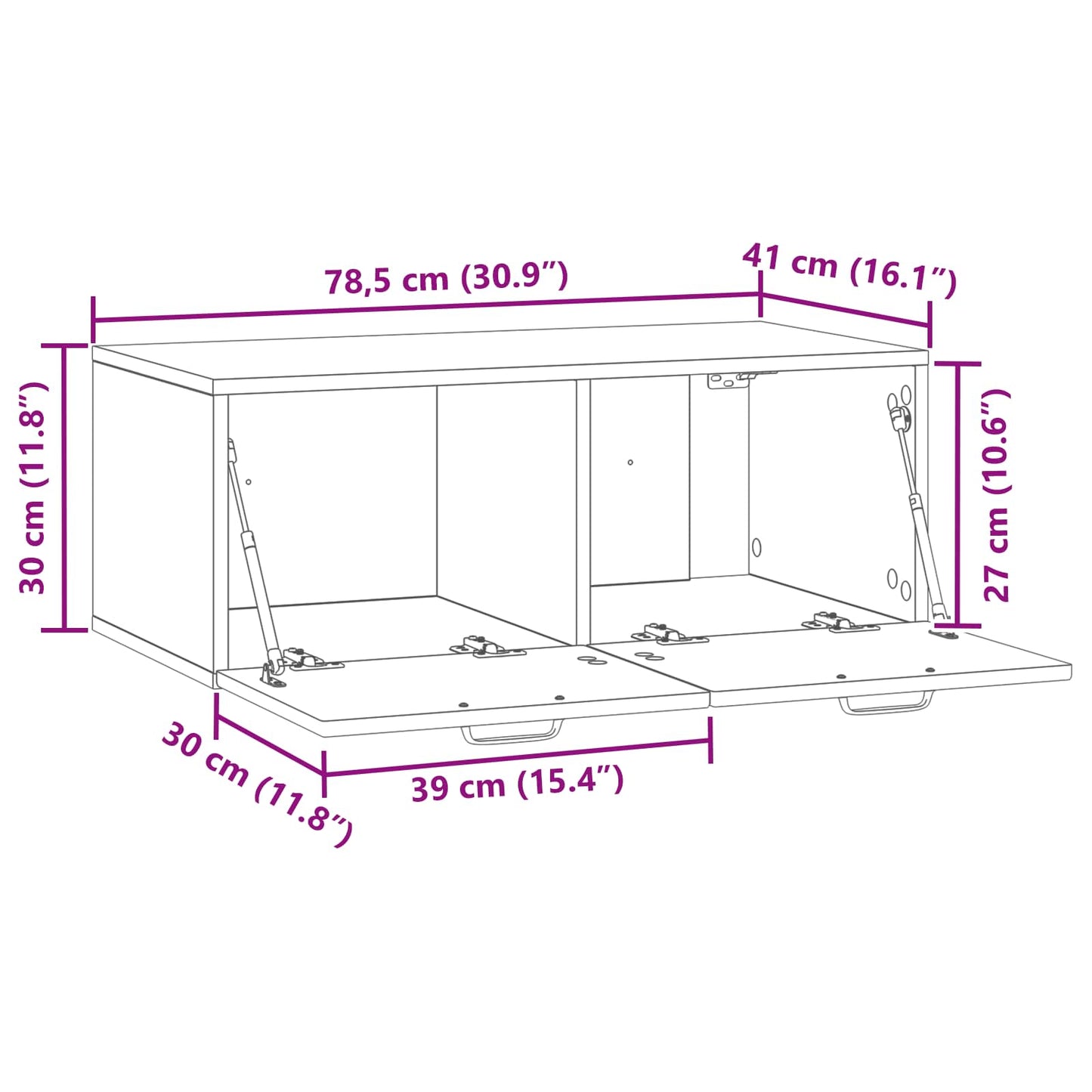 Mobile Porta TV da Muro Rovere Sonoma 78,5 x 41 x 30 cm | homemem39