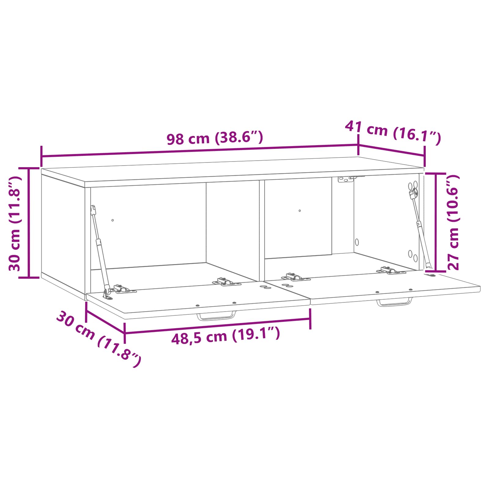 Mobile Porta TV da Muro Grigio Sonoma 98 x 41 x 30 cm | homemem39