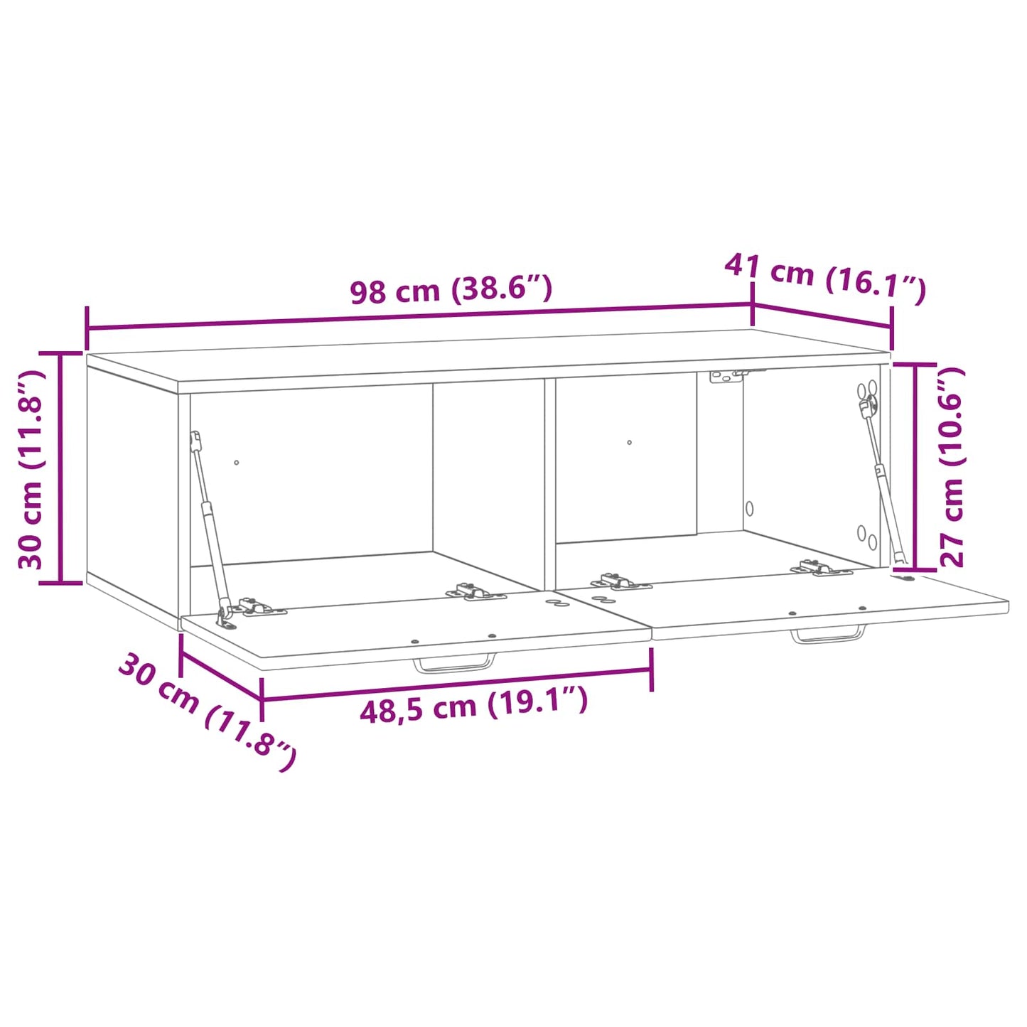 Mobile Porta TV da Muro Rovere Artigianale 98 x 41 x 30 cm