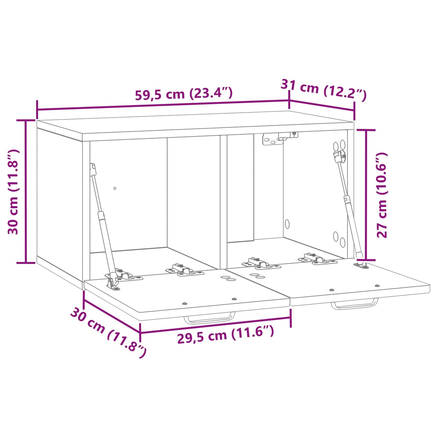 Mobile Porta TV da Muro Grigio Sonoma 59,5 x 31 x 30 cm | homemem39