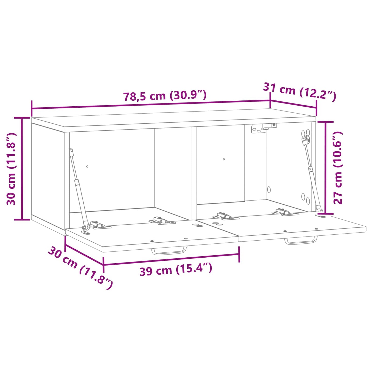 Mobile Porta TV da Muro Grigio Cemento 78,5 x 31 x 30 cm | homemem39