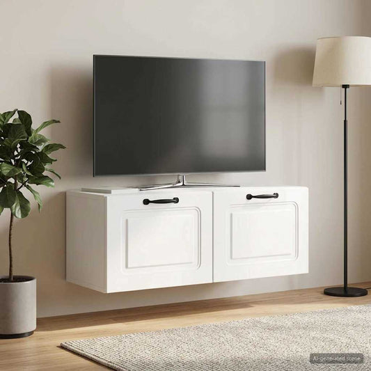 Mobile Porta TV da Muro Bianco Lucido 78,5 x 31 x 30 cm