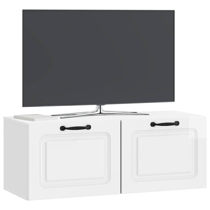 Mobile Porta TV da Muro Bianco Lucido 78,5 x 31 x 30 cm | homemem39