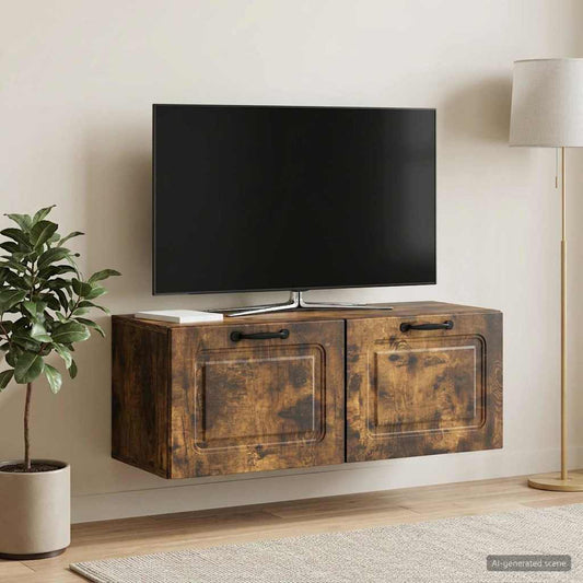 Mobile Porta TV da Muro Rovere Fumo 78,5 x 31 x 30 cm