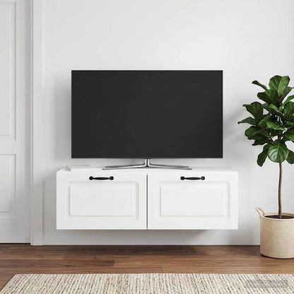 Mobile Porta TV da Muro Bianco Lucido 98 x 31 x 30 cm