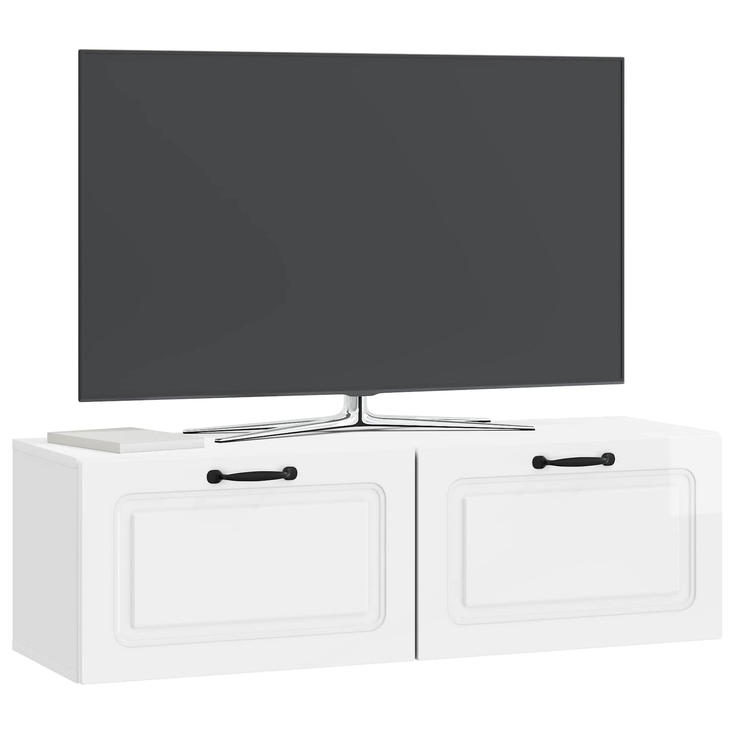 Mobile Porta TV da Muro Bianco Lucido 98 x 31 x 30 cm