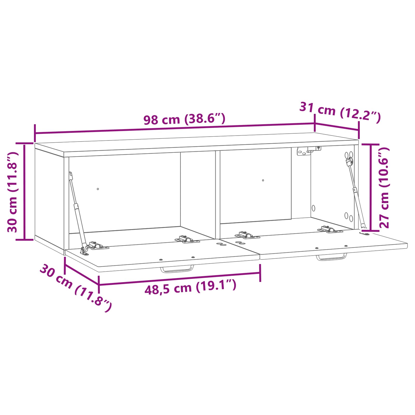 Mobile Porta TV da Muro Rovere Fumo 98 x 31 x 30 cm | homemem39