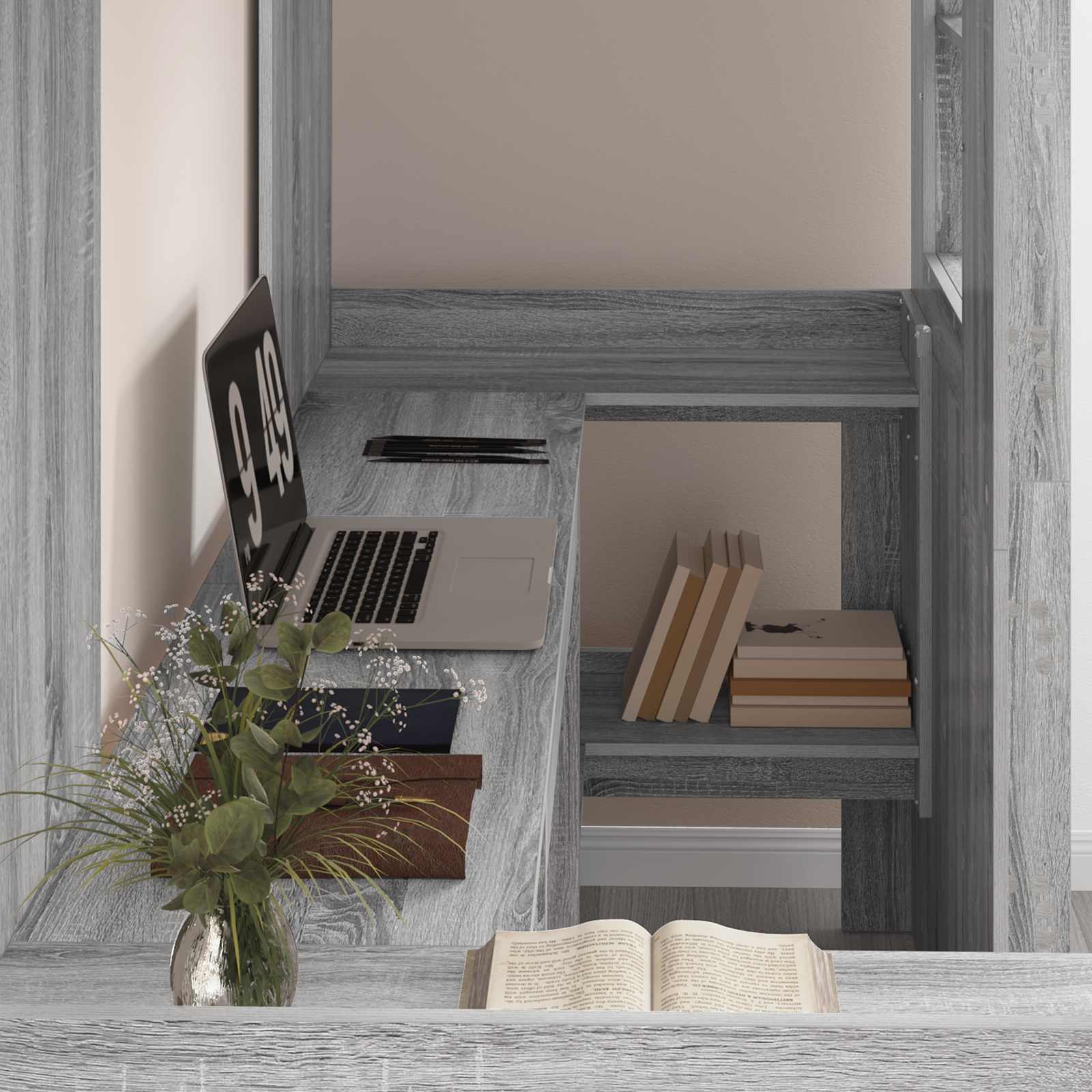Struttura letto a castello con scrivania Grigio Sonoma | homemem39