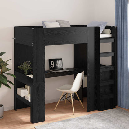 Struttura letto a castello con scrivania Rovere Nero | homemem39