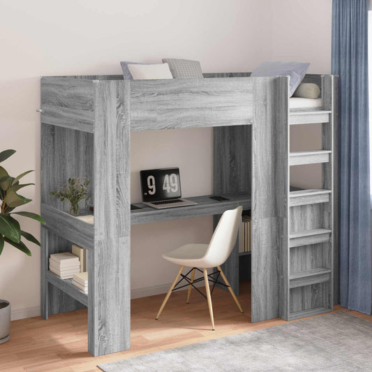 Struttura letto a castello con scrivania Grigio Sonoma | homemem39