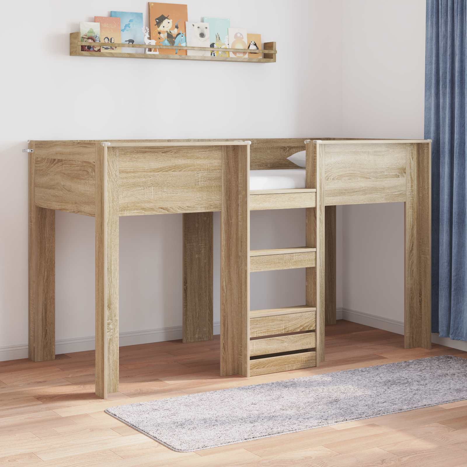 Letto a Castello per Bambini Rovere Sonoma 75 x 190 cm | homemem39