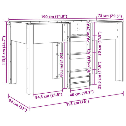 Letto a Castello per Bambini Rovere Sonoma 75 x 190 cm | homemem39