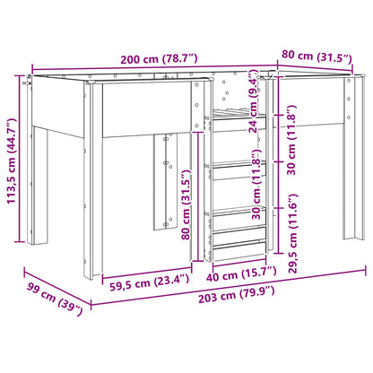 Letto a Castello per Bambini Grigio cemento 80 x 200 cm | homemem39