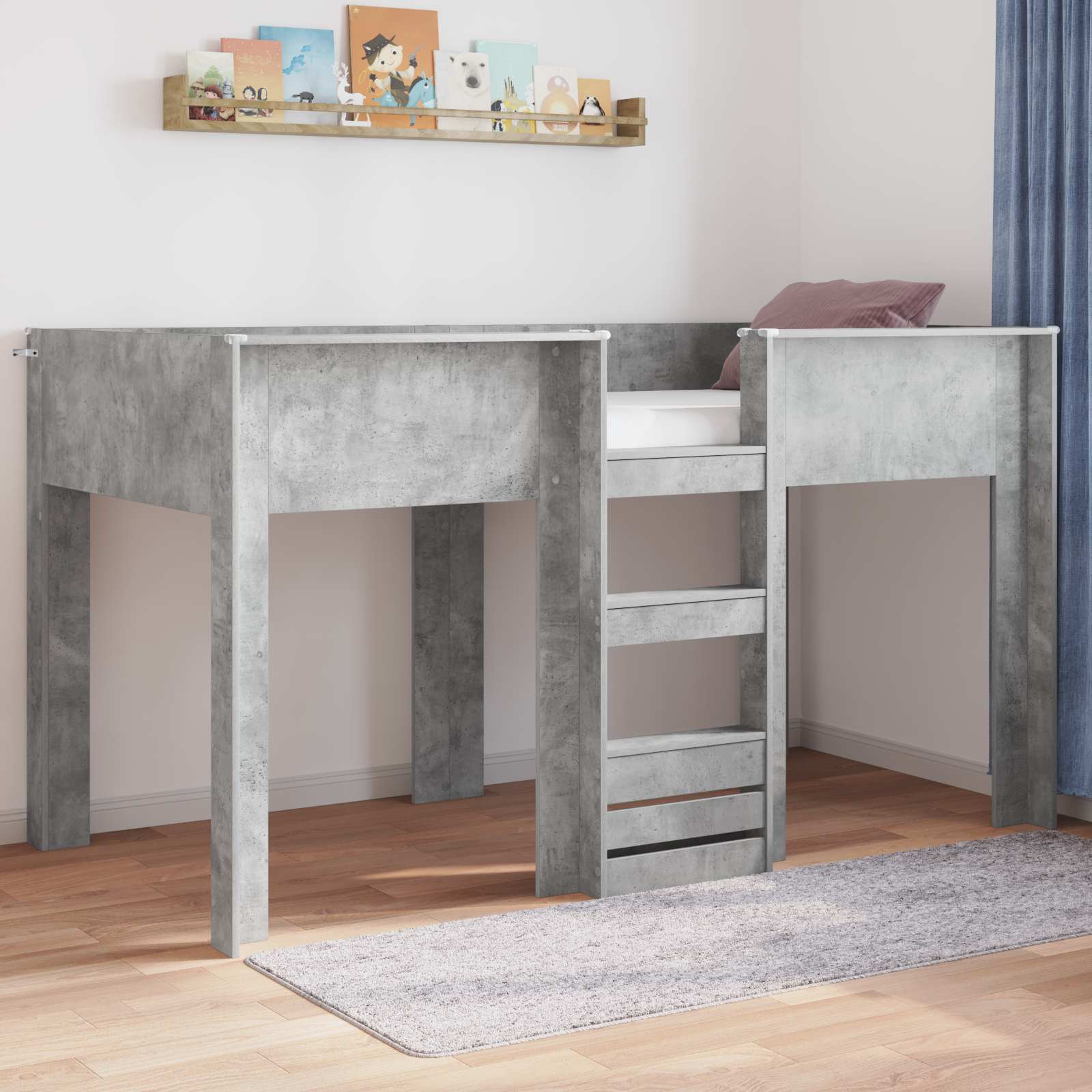 Letto a Castello per Bambini Grigio cemento 90 x 200 cm | homemem39