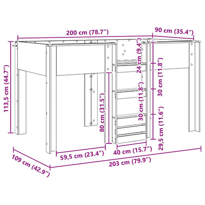Letto a Castello per Bambini Grigio cemento 90 x 200 cm | homemem39