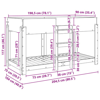 Letto a Castello per Bambini Grigio cemento 90 x 200 cm | homemem39