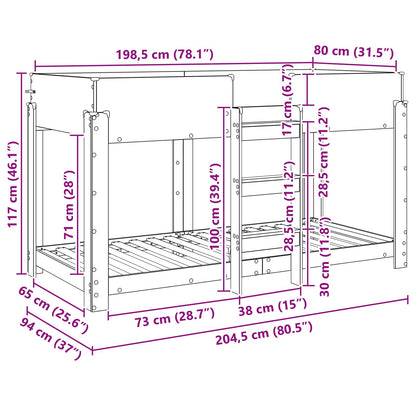 Letto a Castello per Bambini Rovere fumé 80 x 200 cm | homemem39