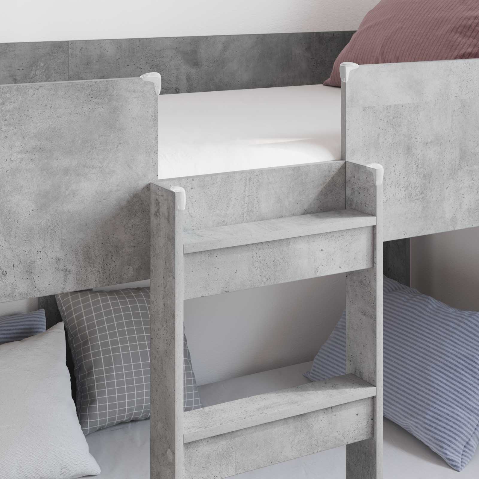 Letto a Castello per Bambini Grigio cemento 90 x 190 cm | homemem39