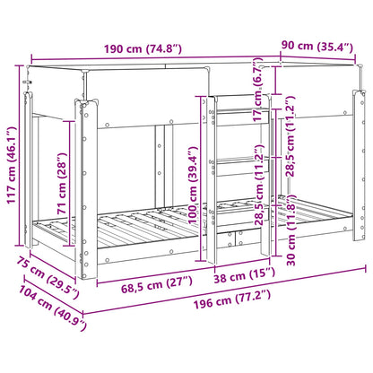 Letto a Castello per Bambini Rovere fumé 90 x 190 cm | homemem39