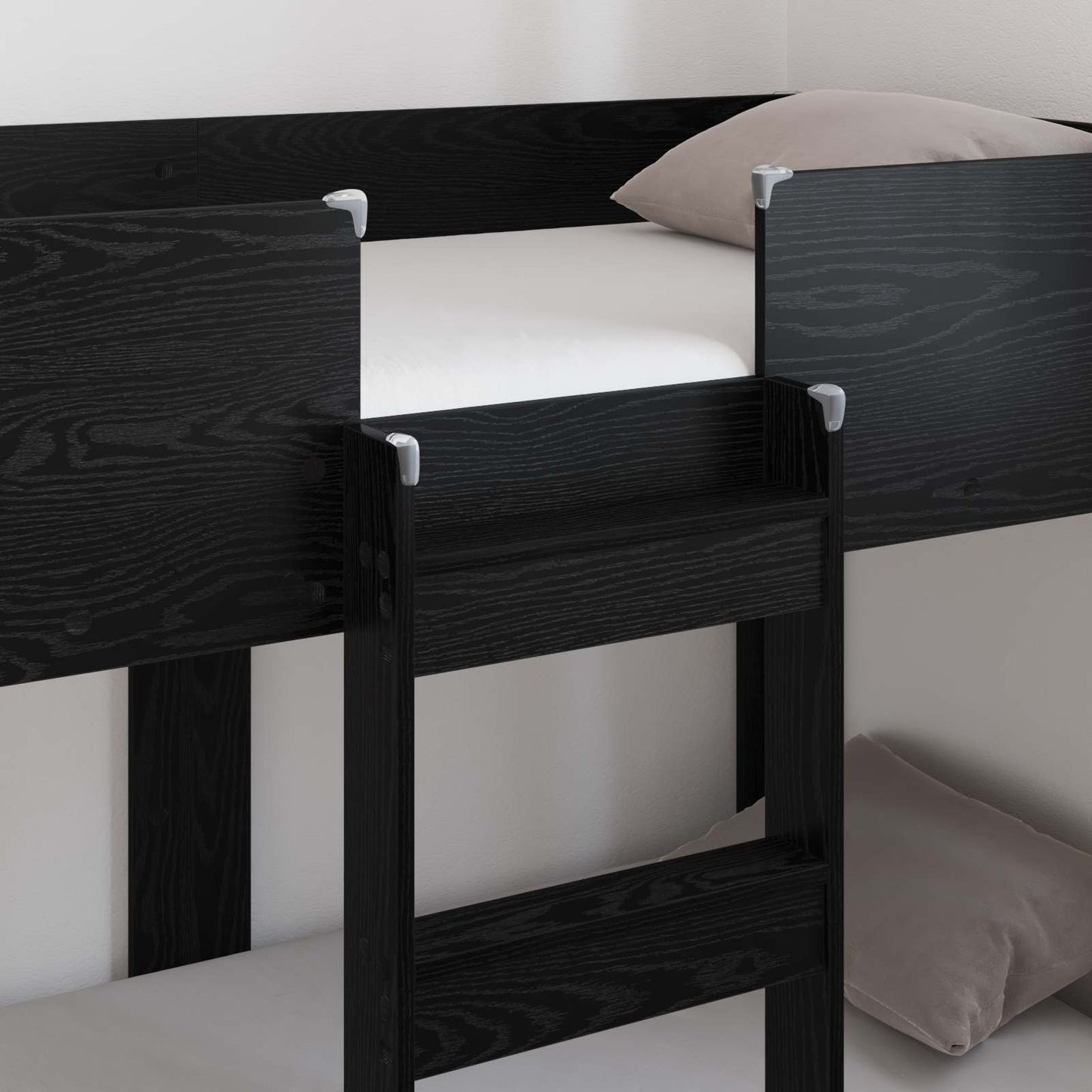 Letto a Castello per Bambini Rovere Nero 80 x 160 cm