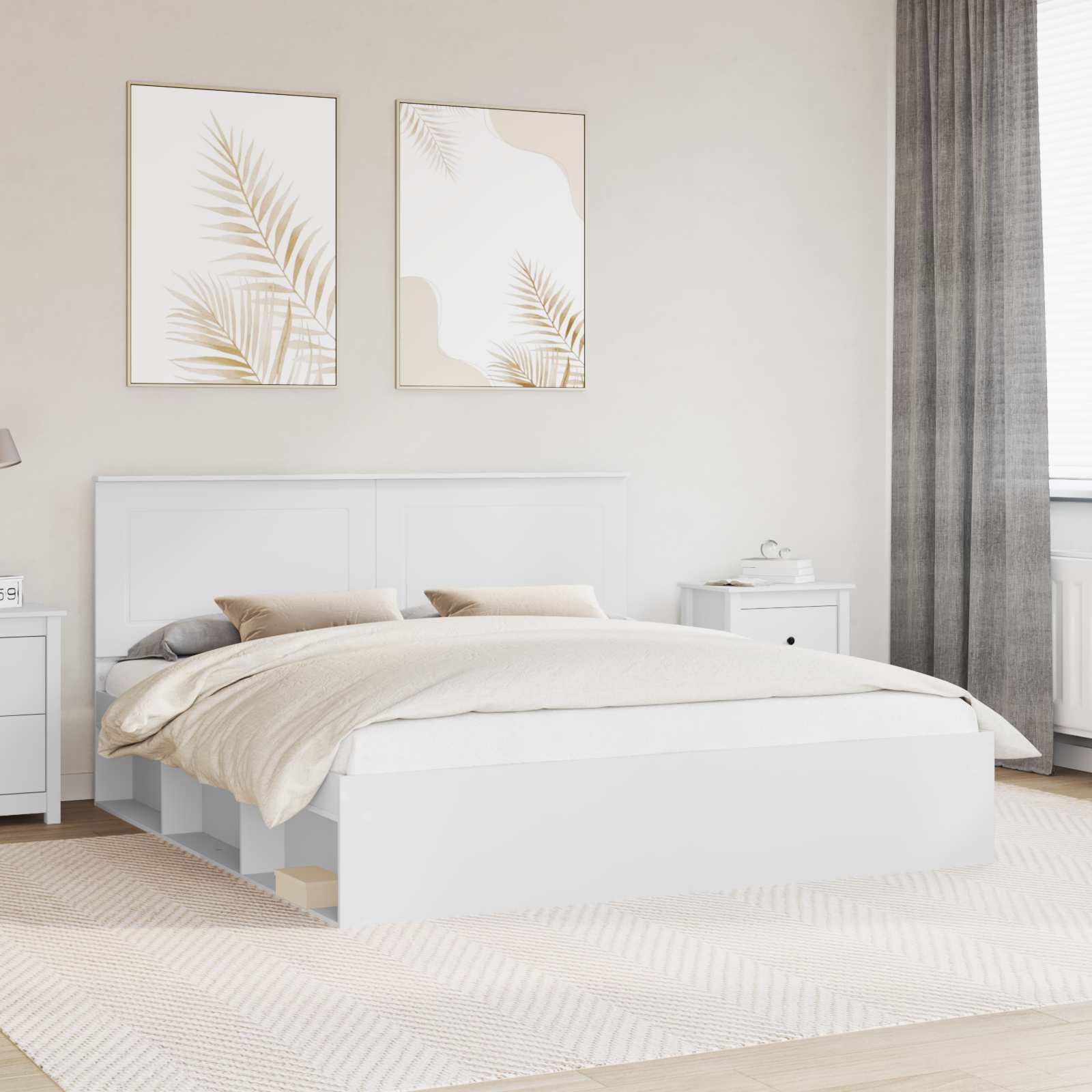 Struttura del letto Bianco 200 x 200 cm Pino massello | homemem39