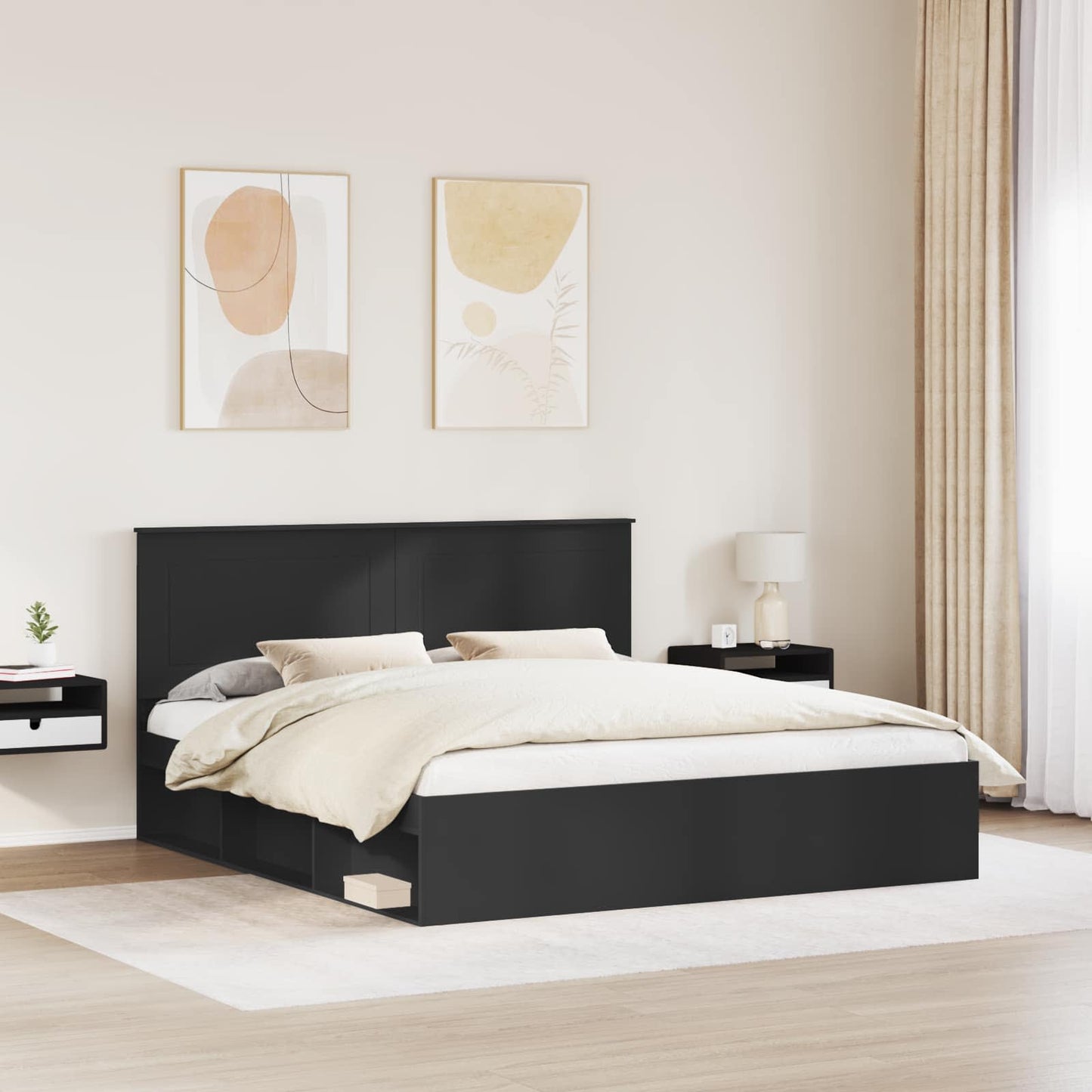 Struttura del letto Nero 200 x 200 cm Pino massello | homemem39