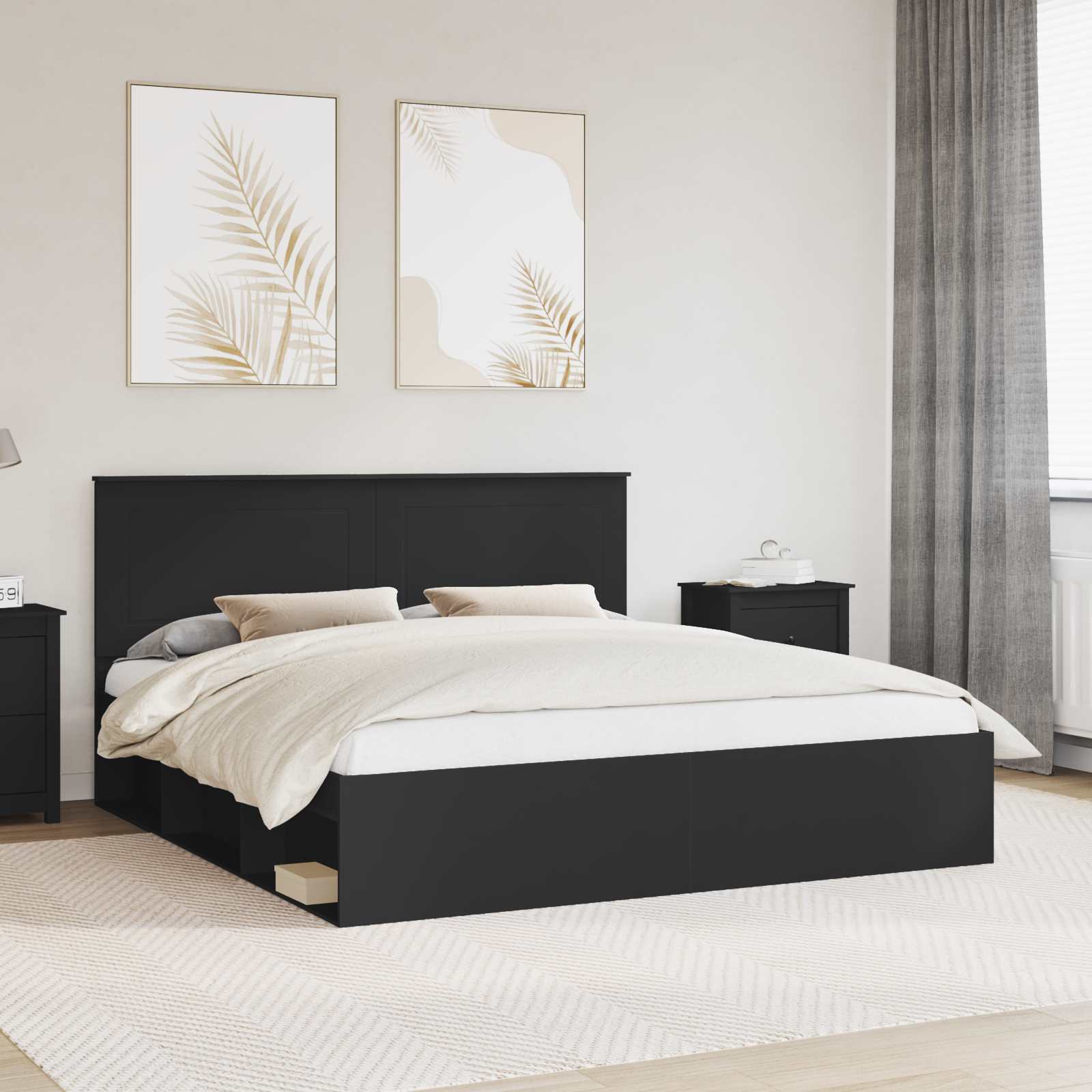 Struttura del letto Nero 180 x 200 cm Pino massello | homemem39