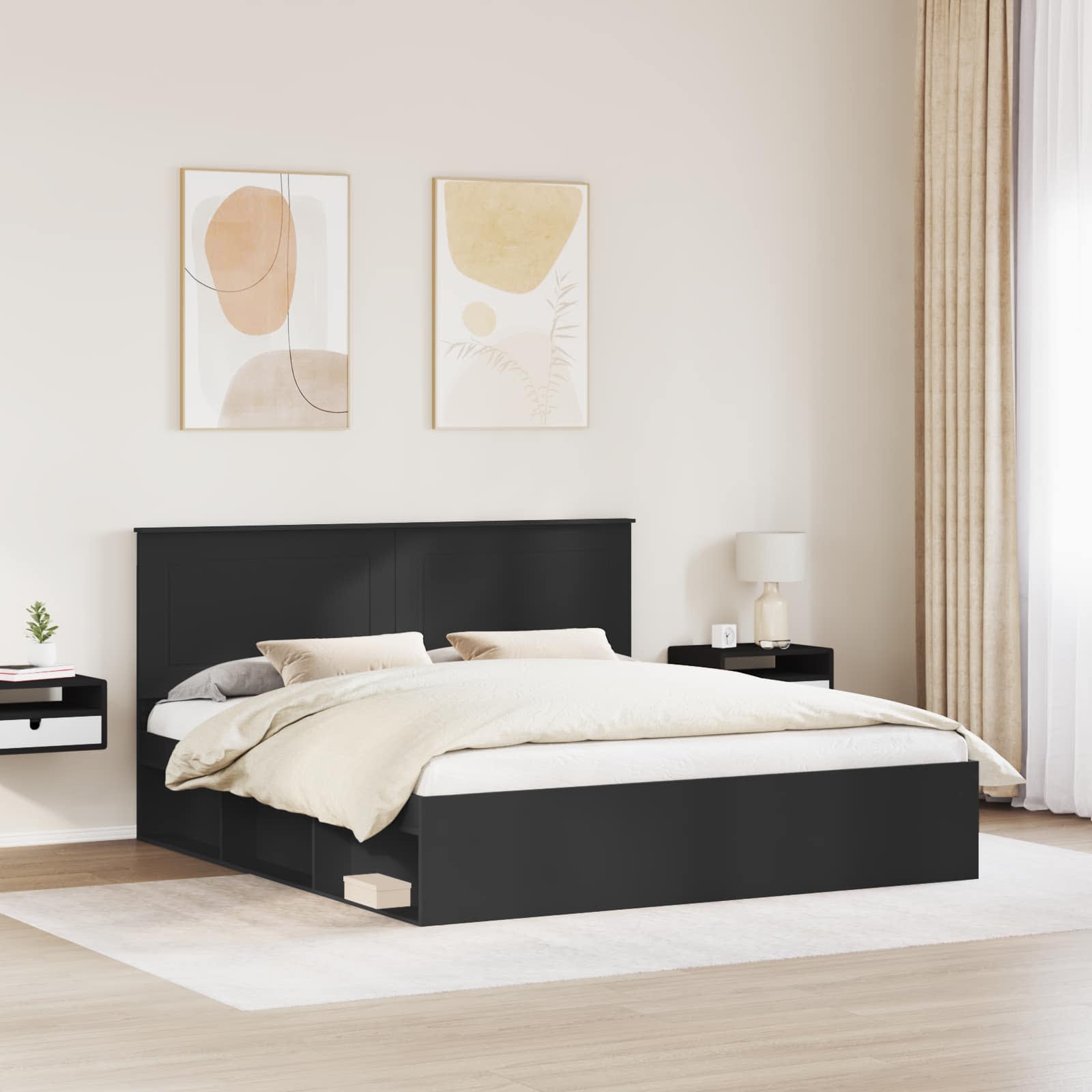 Struttura del letto Nero 180 x 200 cm Pino massello | homemem39