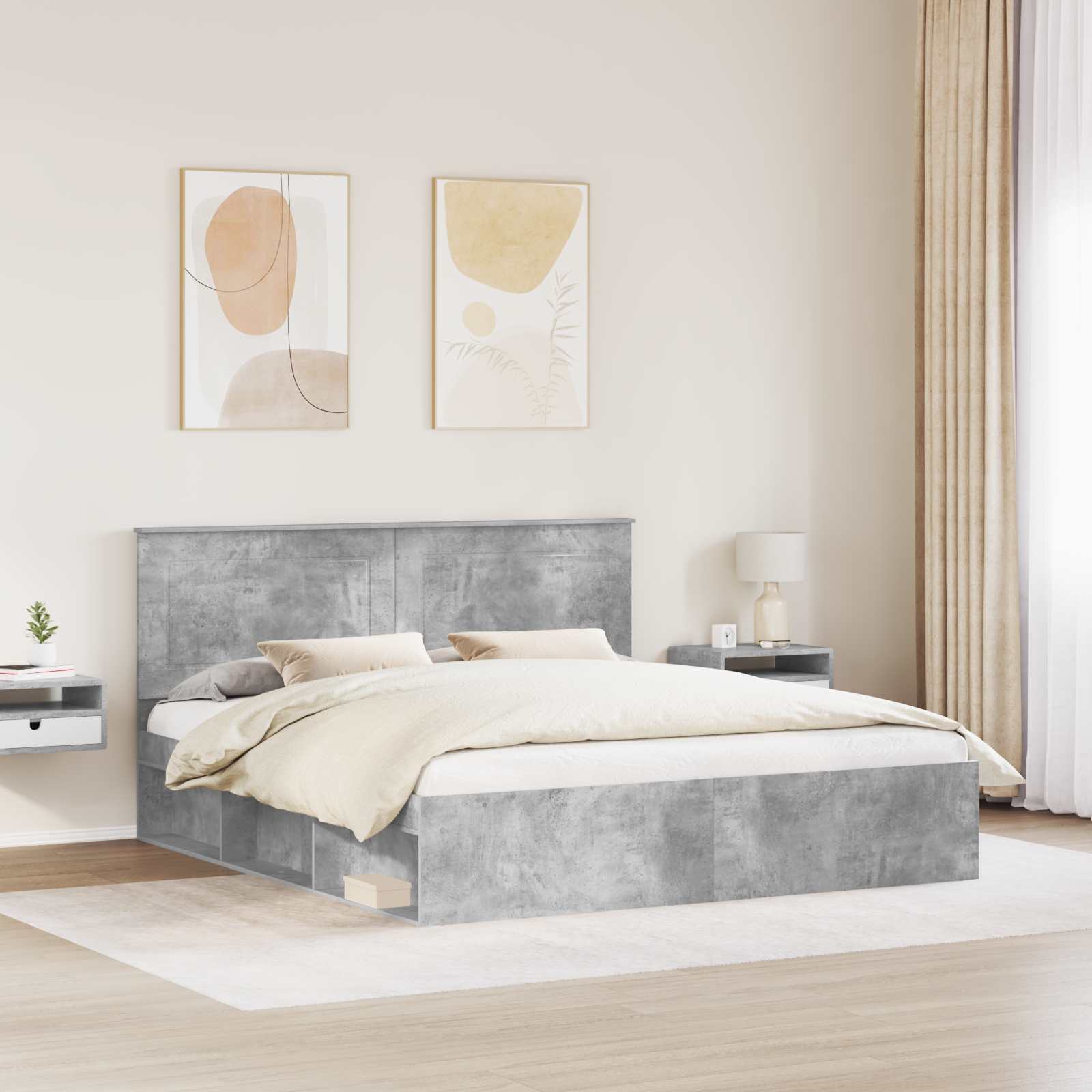Struttura del letto Calcestruzzo 180 x 200 cm Pino massello | homemem39