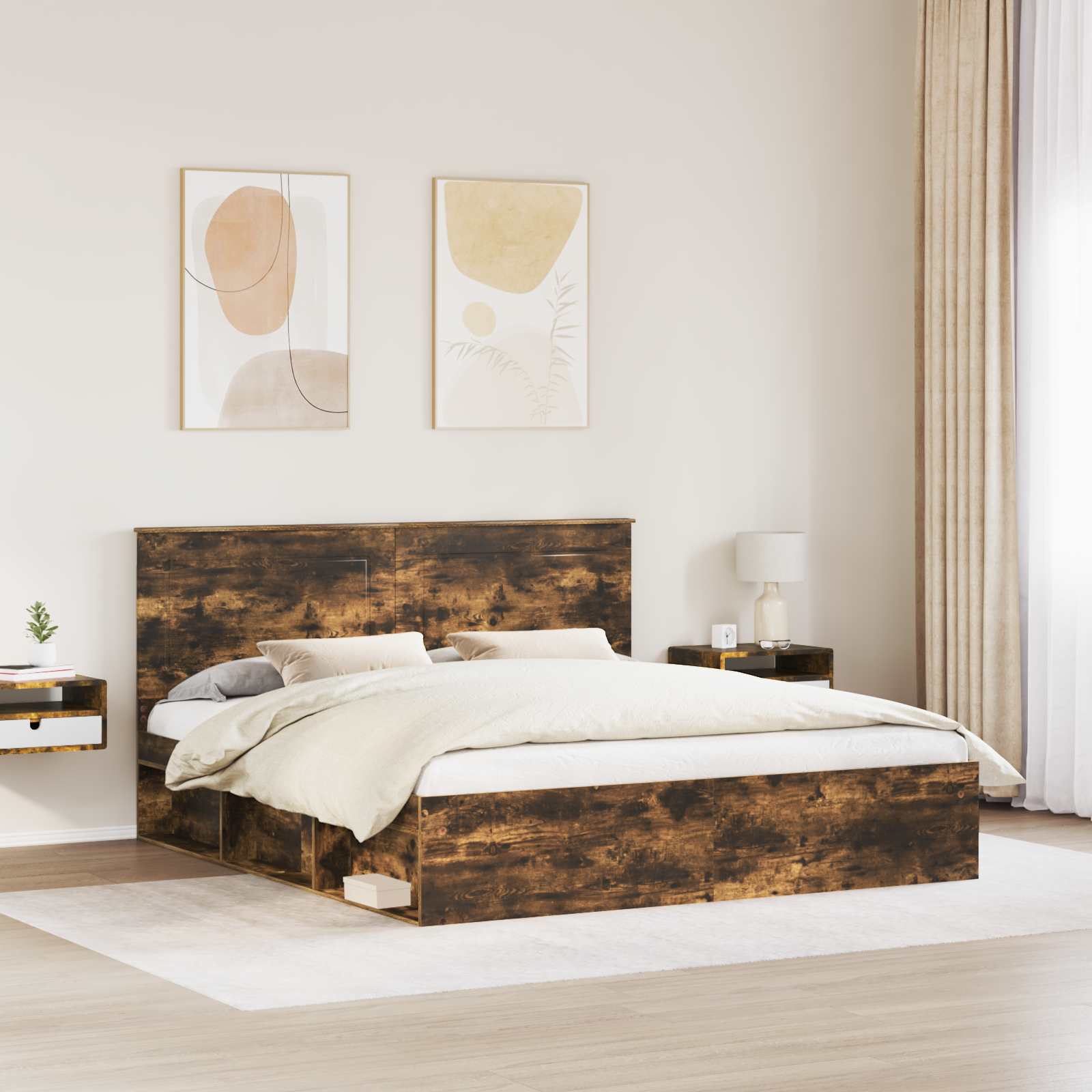 Struttura del letto Rovere fumé 180 x 200 cm Pino massello | homemem39