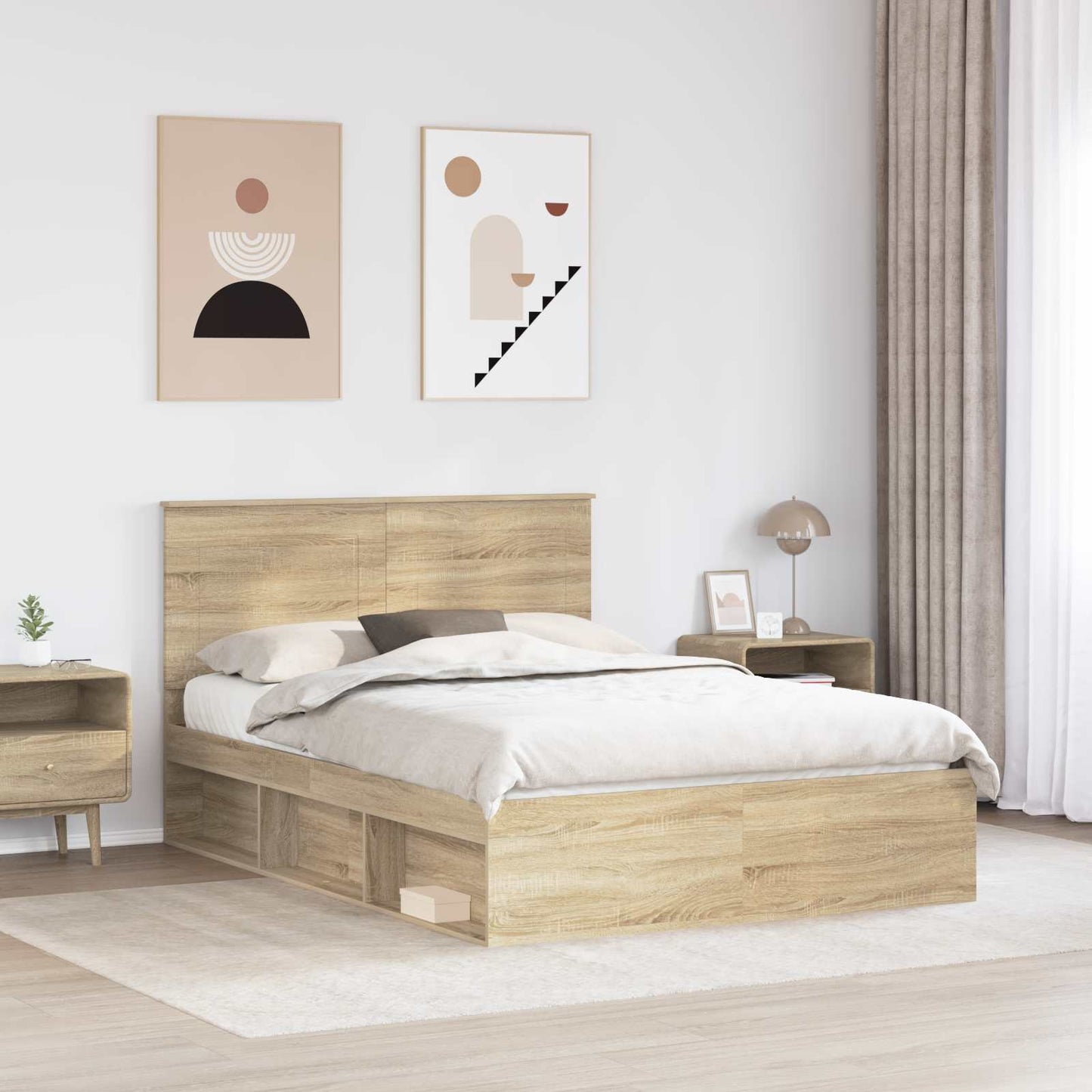 Struttura del letto Rovere Sonoma 150 x 200 cm Pino massello | homemem39