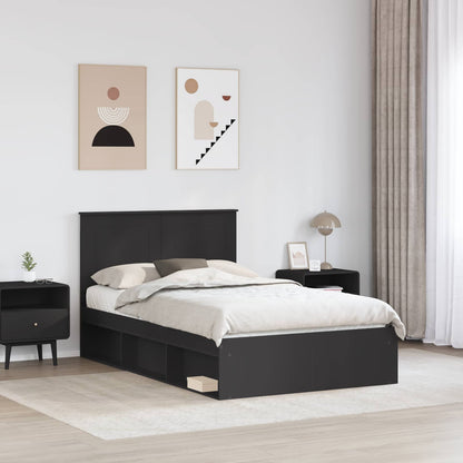 Struttura del letto Nero 135 x 190 cm Pino massello | homemem39
