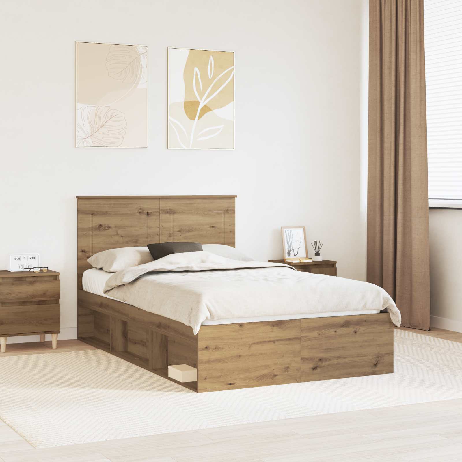Struttura del letto Rovere Artigianale 135 x 190 cm | homemem39