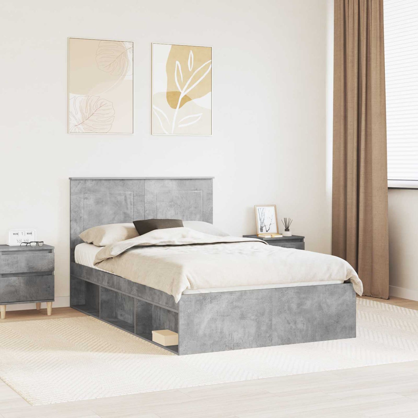 Struttura del letto Calcestruzzo 120 x 190 cm Pino massello | homemem39