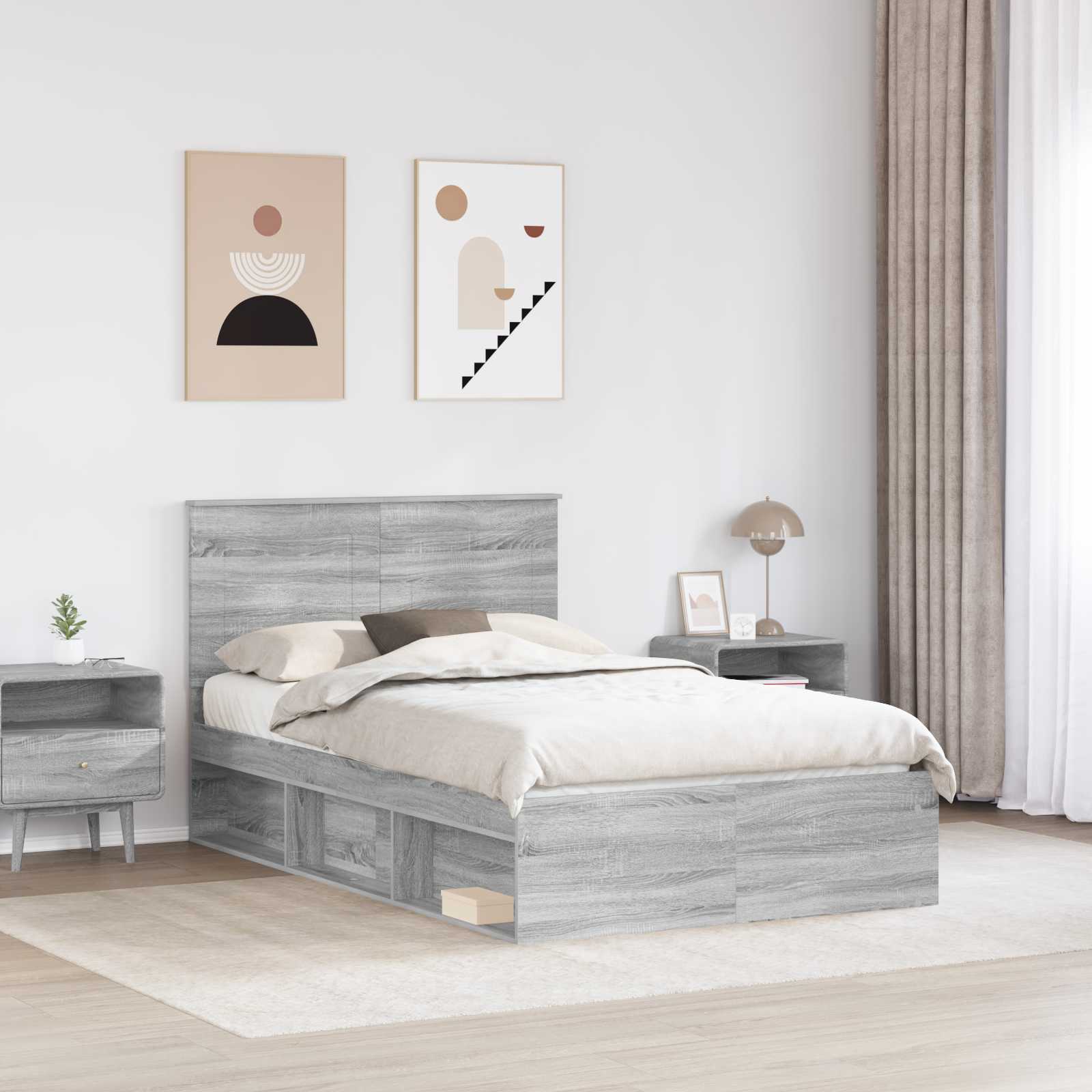 Struttura del letto Grigio Sonoma 120 x 200 cm Pino massello | homemem39