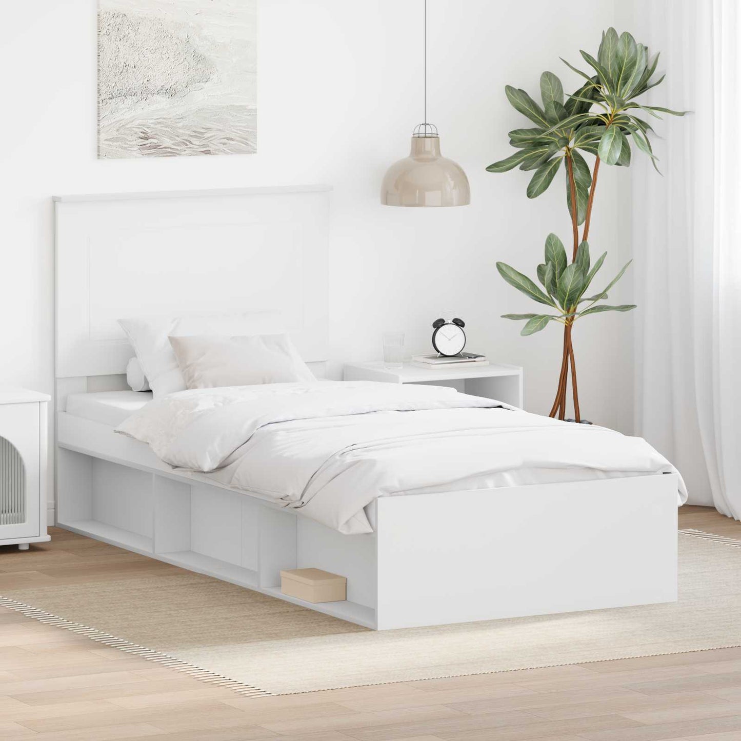 Struttura del letto Bianco 100 x 200 cm Pino massello | homemem39