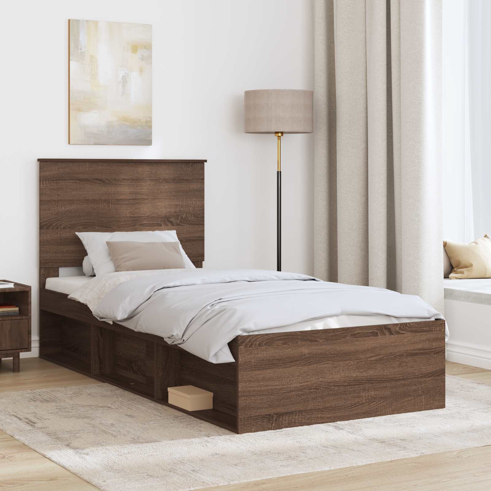 Struttura del letto Rovere Marrone 100 x 200 cm Pino massello | homemem39
