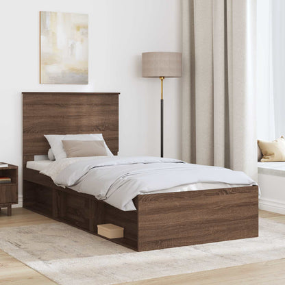 Struttura del letto Rovere Marrone 100 x 200 cm Pino massello | homemem39
