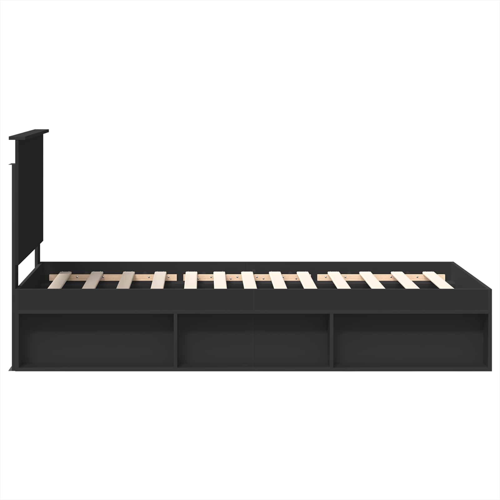 Struttura del letto con testiera Nero 90 x 200 cm Pino massello | homemem39