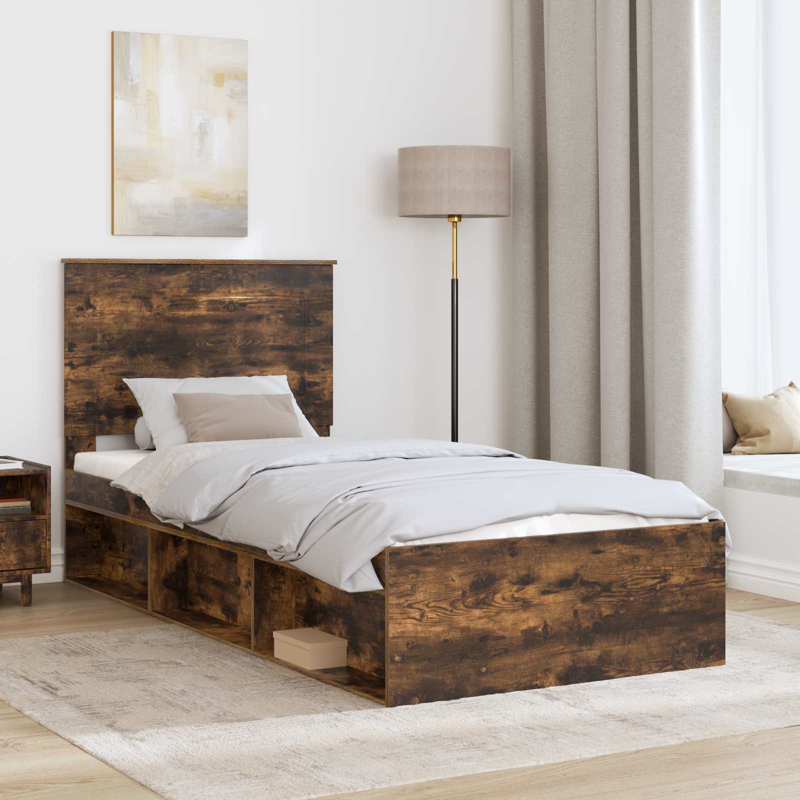 Struttura del letto Rovere fumé 90 x 200 cm Pino massello | homemem39