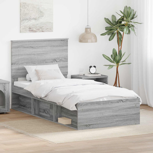 Struttura del letto Grigio Sonoma 90 x 200 cm Pino massello | homemem39