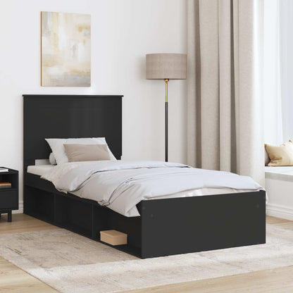 Struttura del letto con testiera Nero 75 x 190 cm Pino massello | homemem39