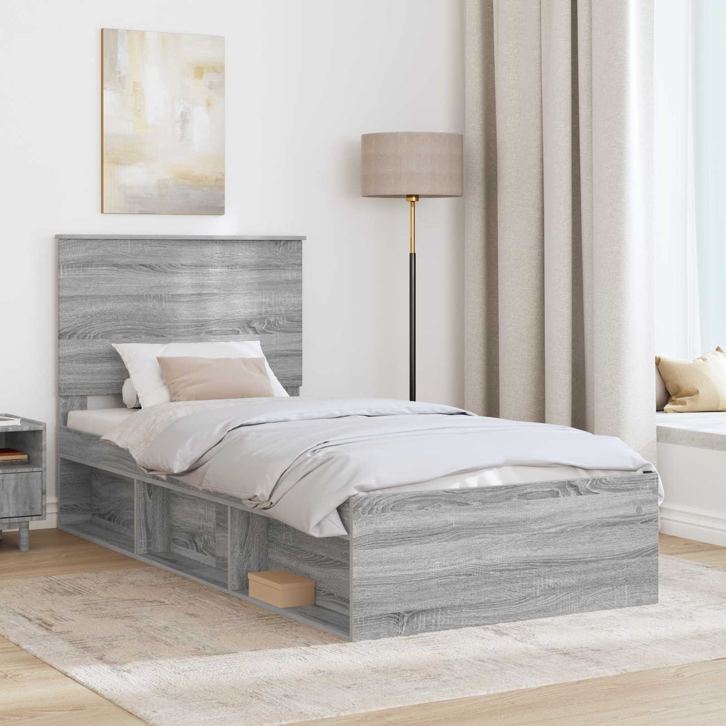Struttura del letto Grigio Sonoma 75 x 190 cm Pino massello | homemem39