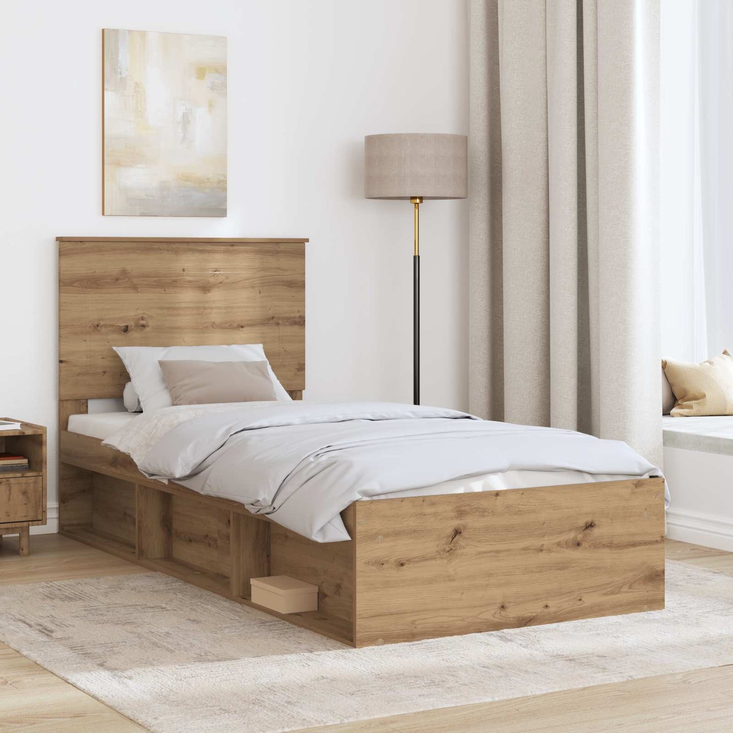 Struttura del letto con testiera Rovere Artigianale 75 x 190 cm | homemem39