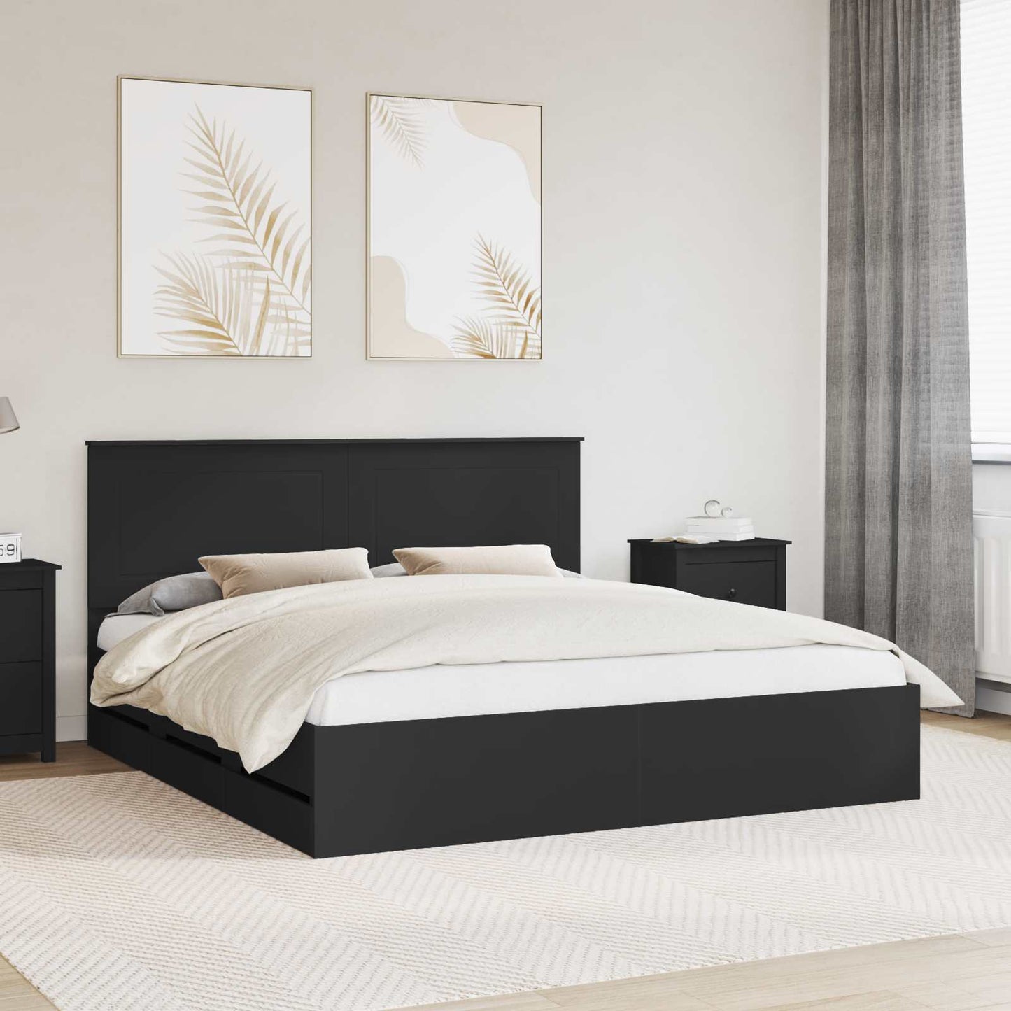 Struttura del letto Nero 200 x 200 cm Legno Ingegnerizzato | homemem39
